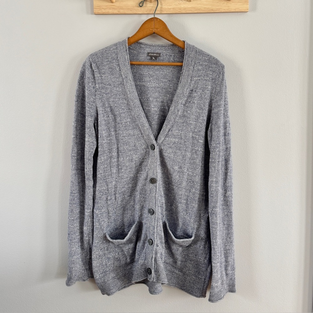 Eddie Bauer Casual Gray Cotton Cardigan Sweater Size S